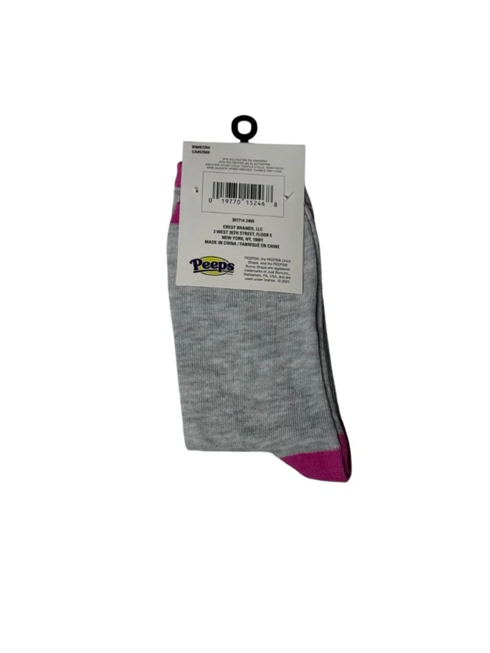 Peeps Pink Chick Crew Socks Womens Novelty Easter Gray One Size NWT